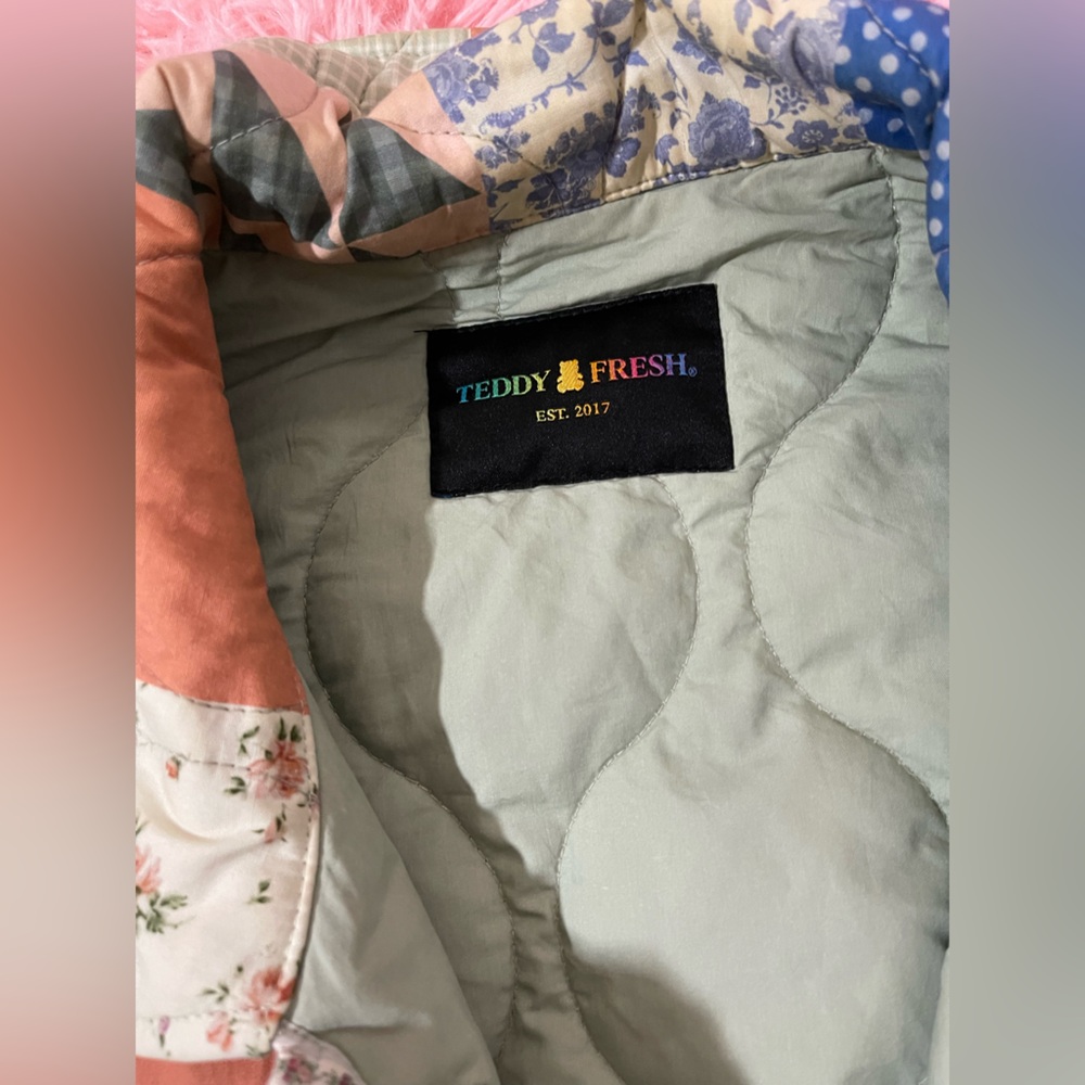 Teddy Fresh Patchwork Quilted Jacket Women’s Size XL Multicolor Cottagecore - Picture 3 of 7